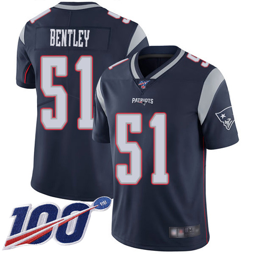 New England Patriots Football #51 100th Limited Navy Blue Men Ja Whaun Bentley Home NFL Jersey